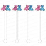 GENDER REVEAL TEDDY BEARS ACRYLIC STIR STICKS