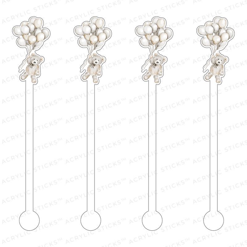 UP UP & AWAY TEDDY BEAR ACRYLIC STIR STICKS