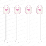 PINK HEART BIB ACRYLIC STIR STICKS