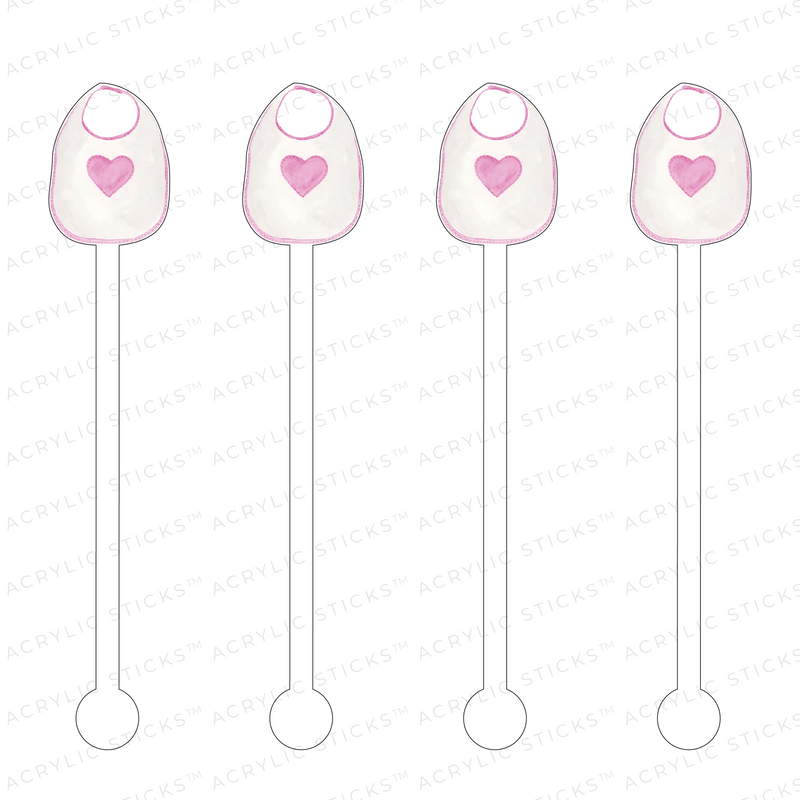 PINK HEART BIB ACRYLIC STIR STICKS