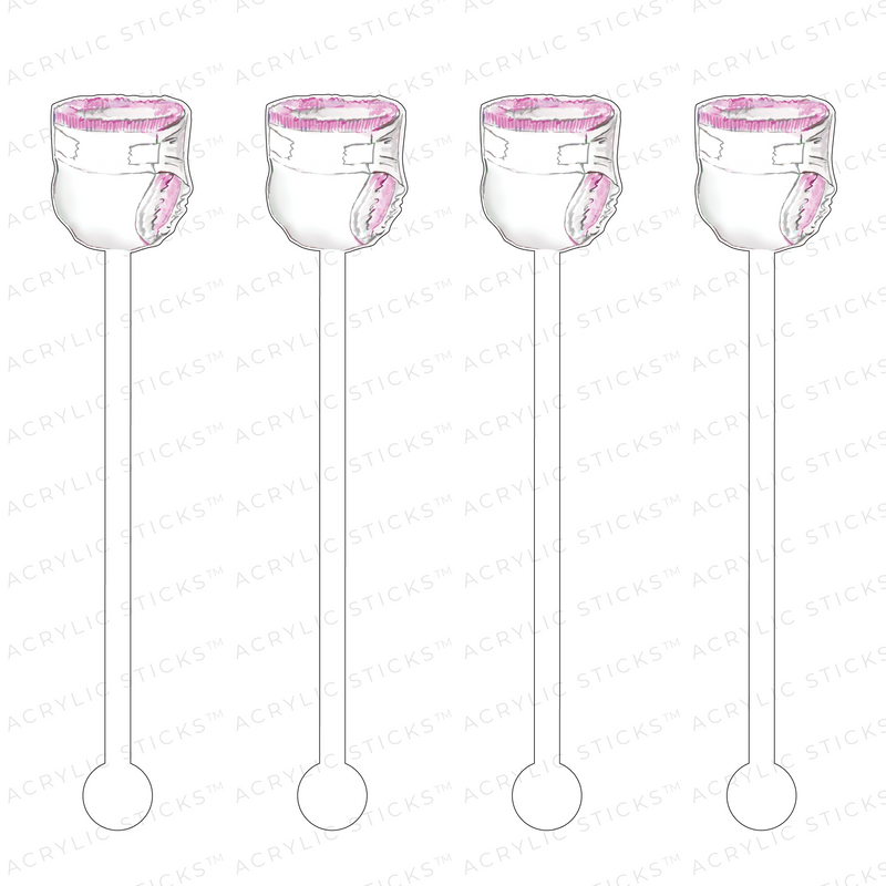 GIRL DIAPER ACRYLIC STIR STICKS
