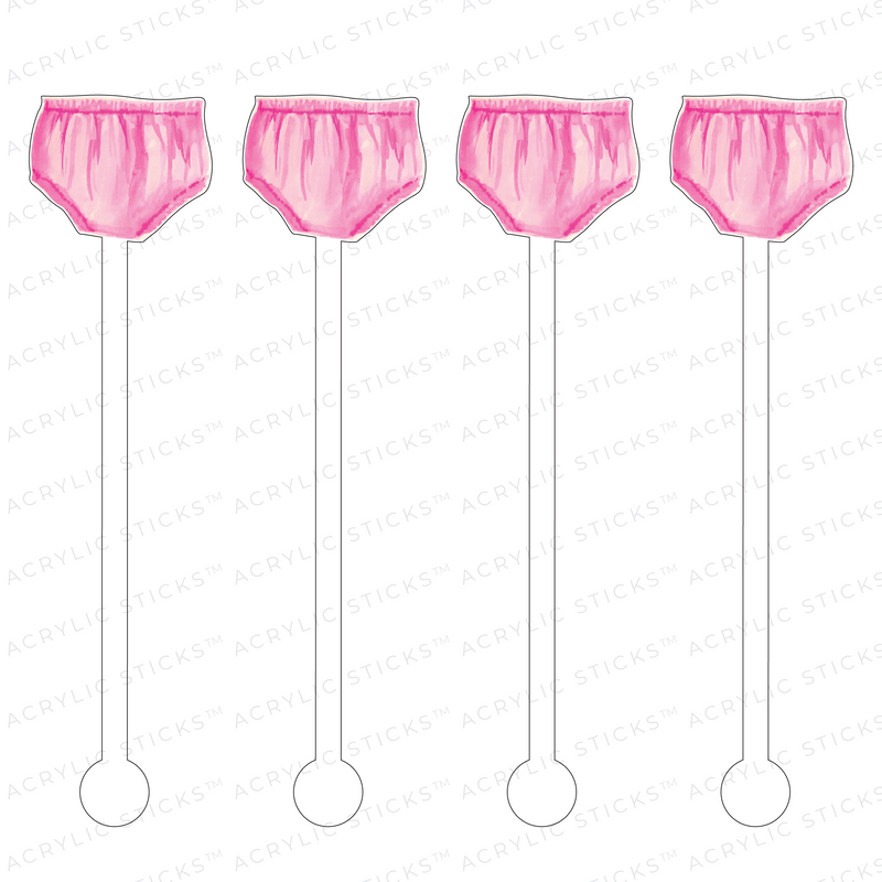 BABY GIRL BLOOMERS ACRYLIC STIR STICKS