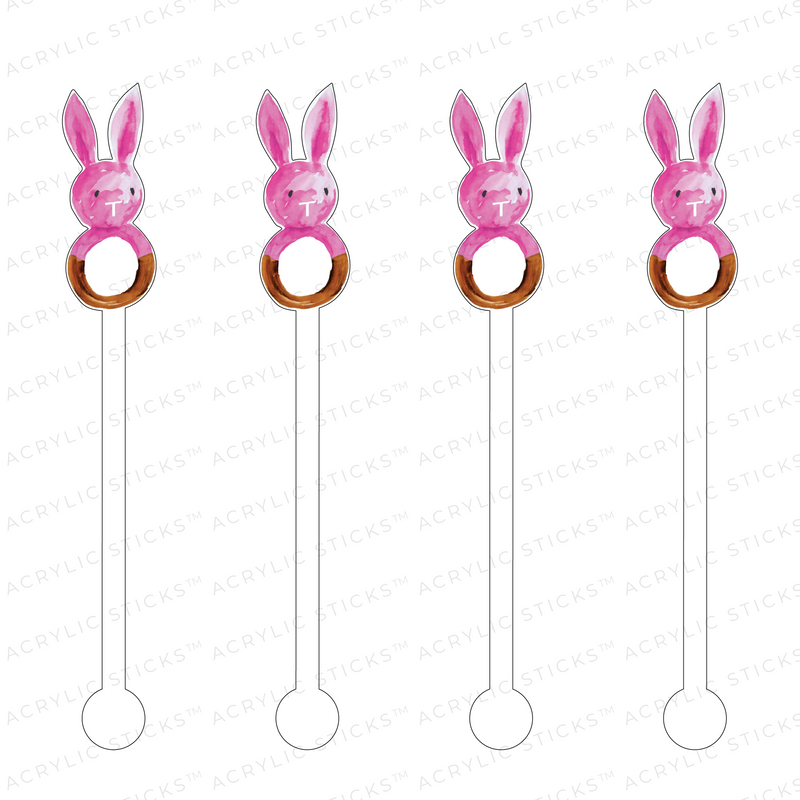 PINK BUNNY RATTLE ACRYLIC STIR STICKS