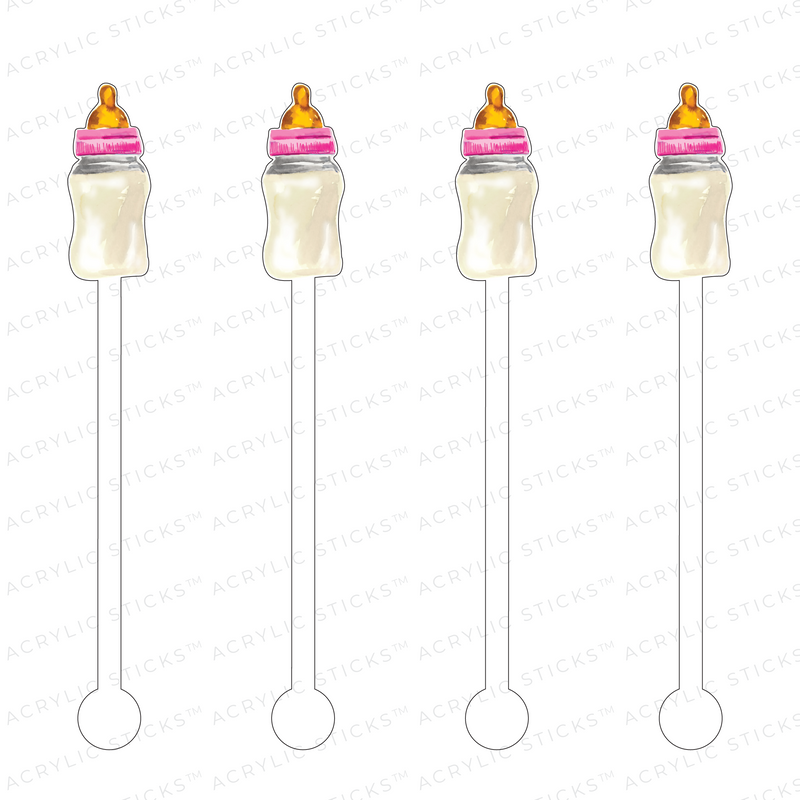 PINK BABY BOTTLE ACRYLIC STIR STICKS