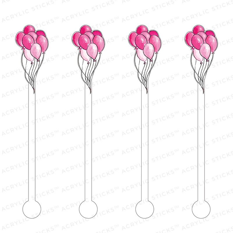 PINK BALLOONS ACRYLIC STIR STICKS