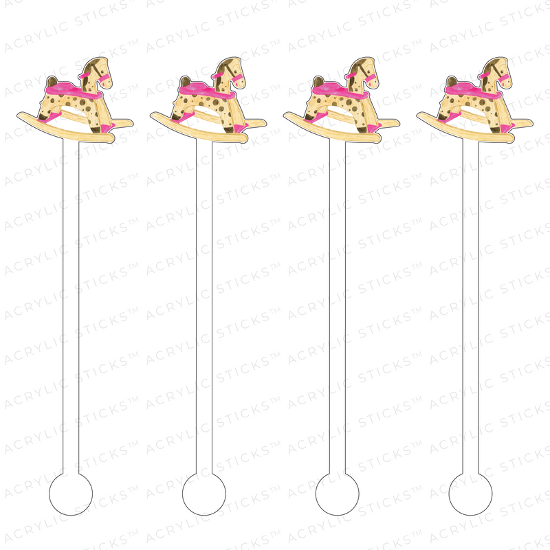 PINK ROCKING HORSE ACRYLIC STIR STICKS
