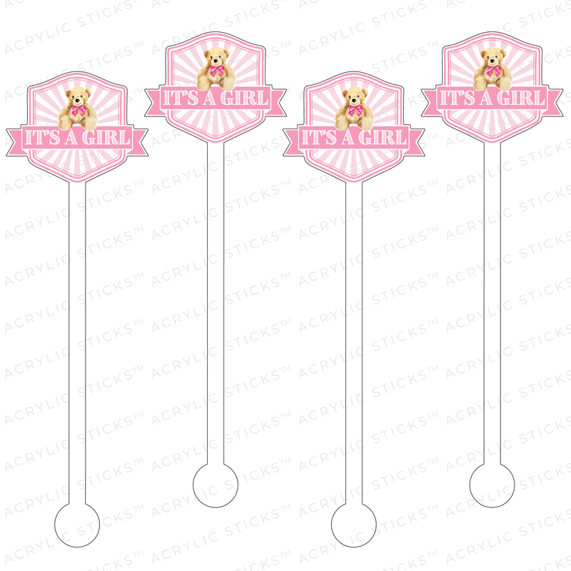 IT'S A GIRL CREST ACRYLIC STIR STICKS