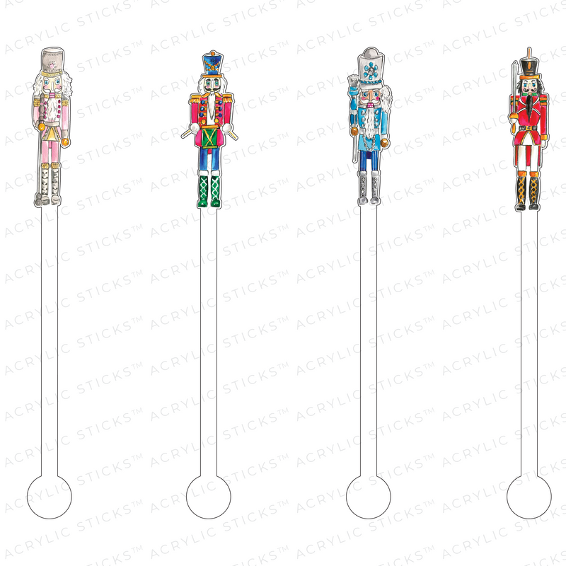 HOLIDAY NUTCRACKERS ACRYLIC STIR STICKS COMBO