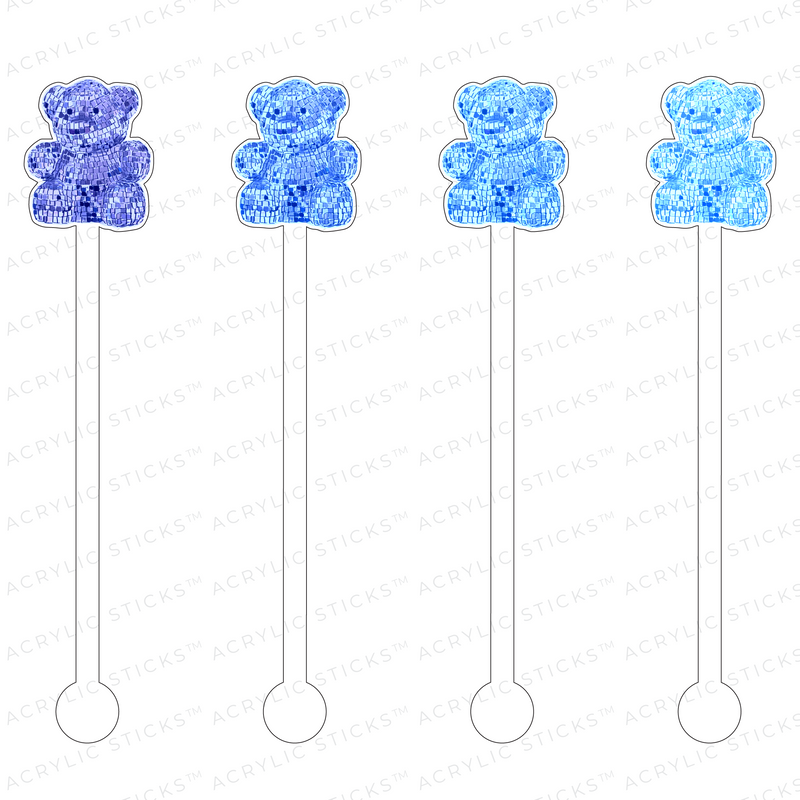 DISCO TEDDY BEAR ACRYLIC STIR STICKS COMBO (3 COLORWAY OPTIONS)