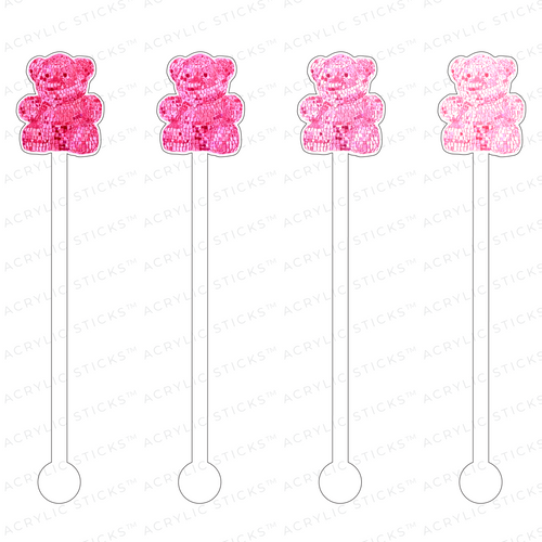 DISCO TEDDY BEAR ACRYLIC STIR STICKS COMBO (3 COLORWAY OPTIONS)