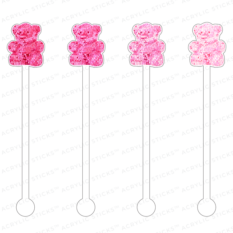 DISCO TEDDY BEAR ACRYLIC STIR STICKS COMBO (3 COLORWAY OPTIONS)