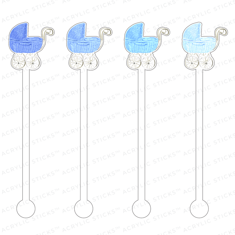 BLUE OMBRE WICKER BABY STROLLER ACRYLIC STIR STICKS COMBO