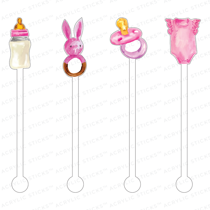 BABY GIRL SHOWER ACRYLIC STIR STICKS COMBO