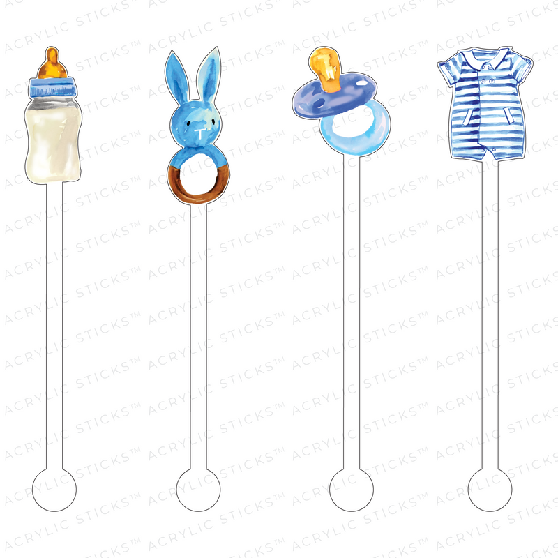 BABY BOY SHOWER ACRYLIC STIR STICKS COMBO