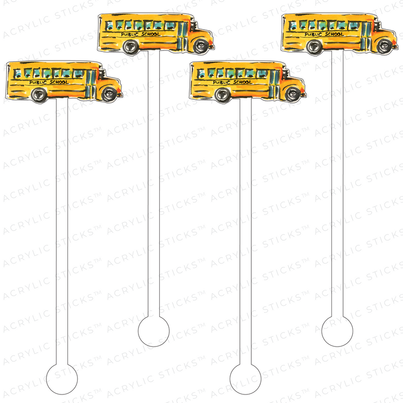 SCHOOL BUS ACRYLIC STIR STICKS