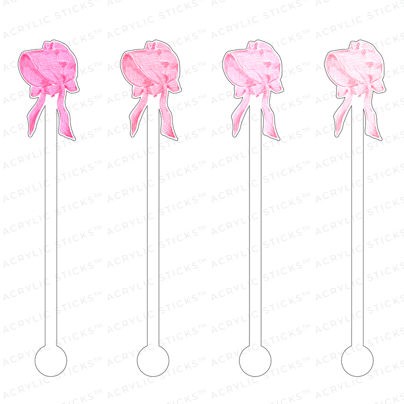 BABY GIRL GINGHAM BONNET ACRYLIC STIR STICKS COMBO