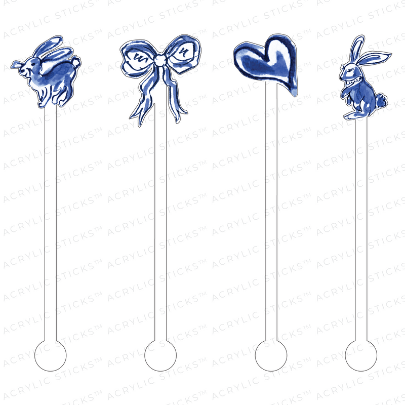 BOY BUNNY LOVE ACRYLIC STIR STICKS COMBO