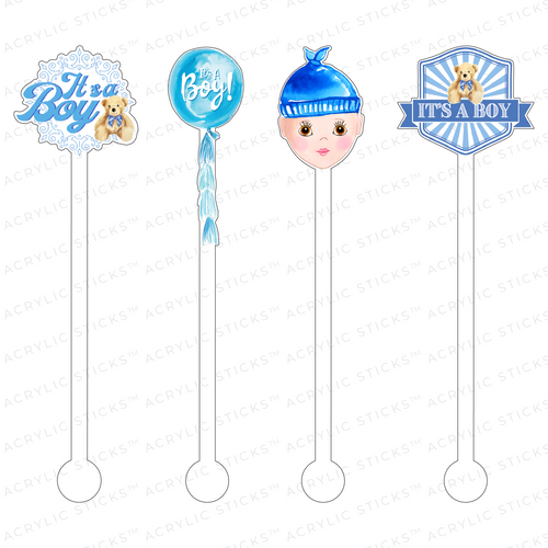 WE'RE HAVING A BOY ACRYLIC STIR STICKS COMBO (2 STYLES)