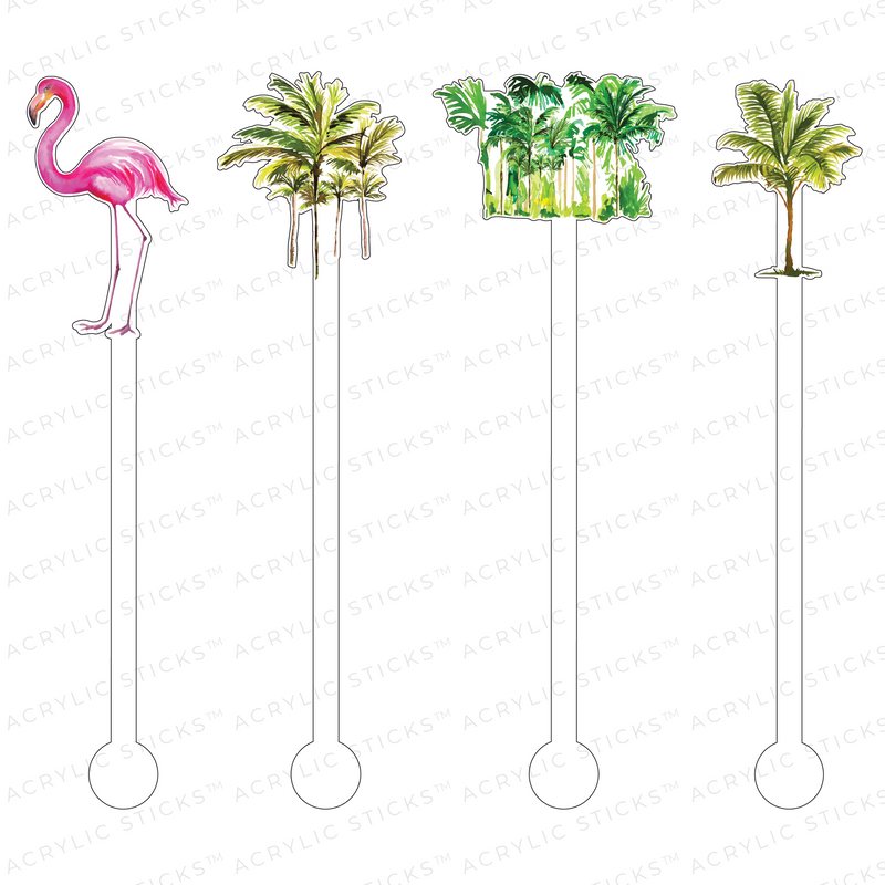 FLAMINGLING IN THE TROPICS ACRYLIC STIR STICKS COMBO