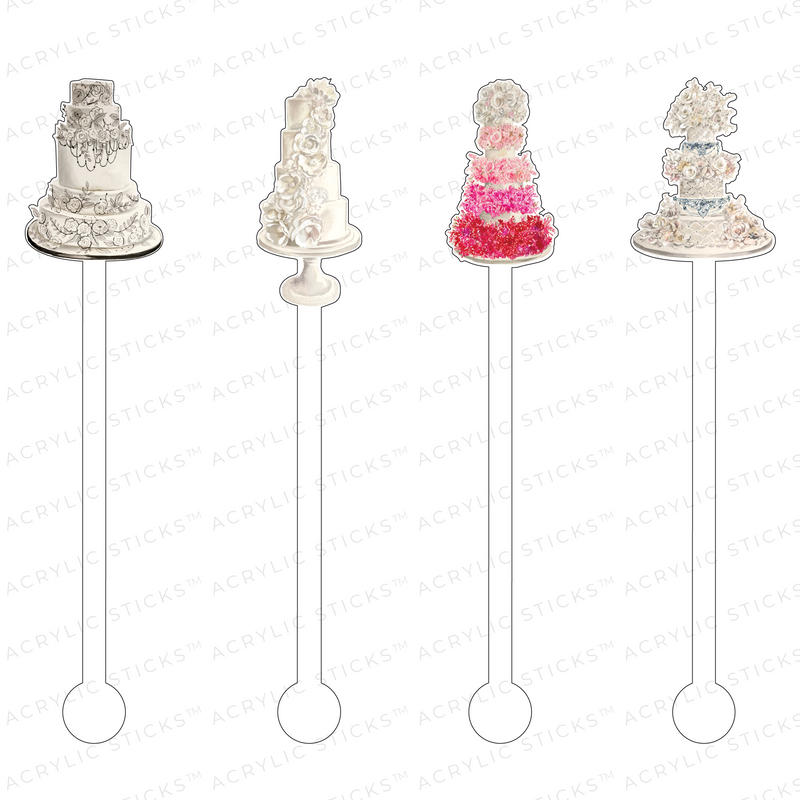WEDDING CAKE ACRYLIC STIR STICKS COMBO