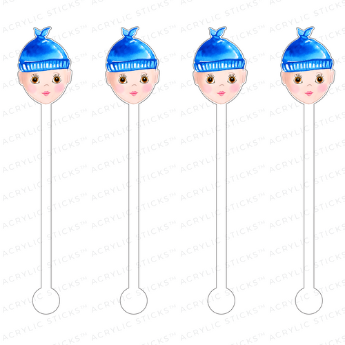 BABY BOY BOBBLE HEAD ACRYLIC STIR STICKS (2 STYLE OPTIONS)