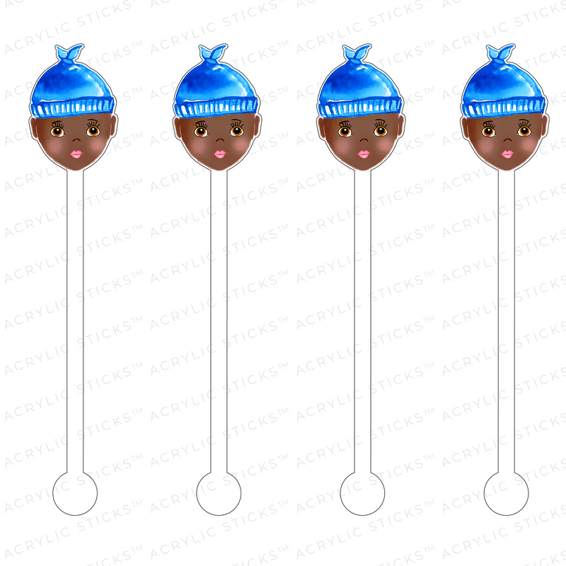 BABY BOY BOBBLE HEAD ACRYLIC STIR STICKS (2 STYLE OPTIONS)