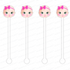 BABY GIRL BOBBLE HEAD ACRYLIC STIR STICKS (2 STYLE OPTIONS)