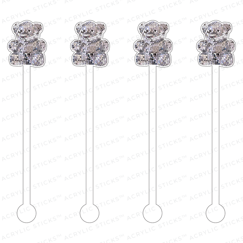 DISCO TEDDY BEAR ACRYLIC STIR STICKS COMBO (3 COLORWAY OPTIONS)