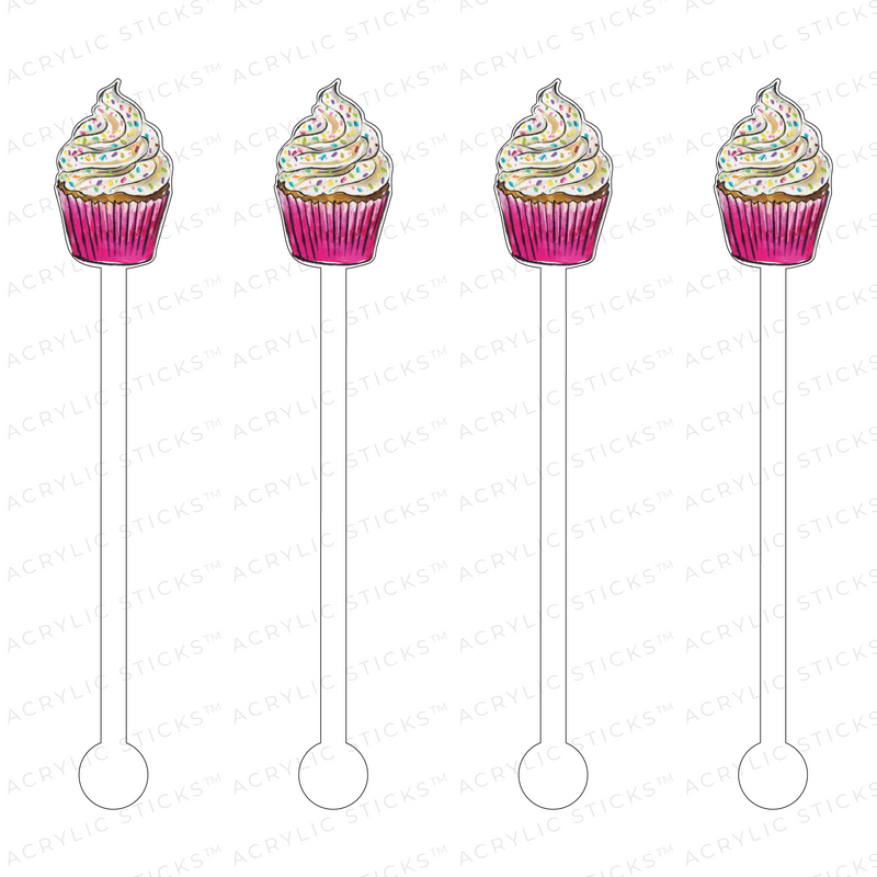 SPRINKLE CUPCAKE ACRYLIC STIR STICKS