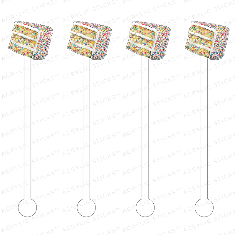 CONFETTI CAKE SLICE ACRYLIC STIR STICKS