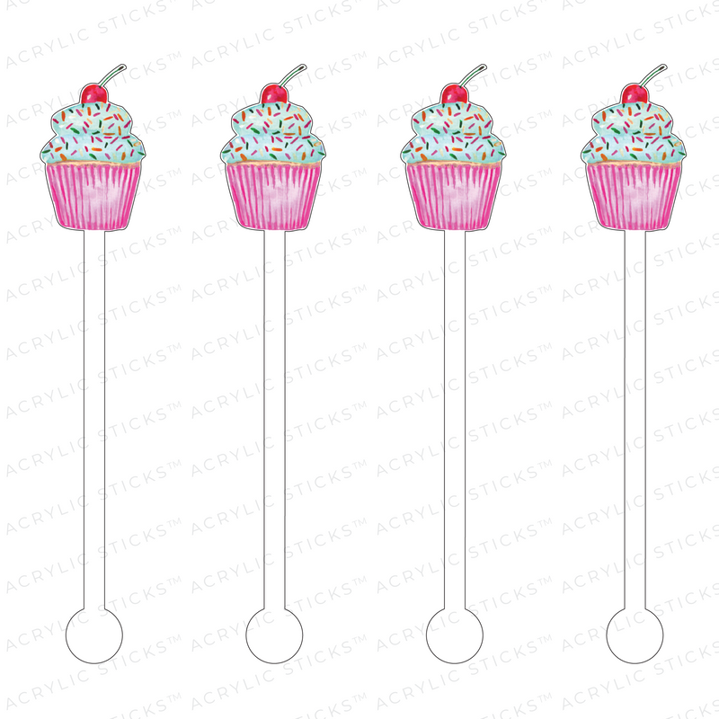 CUTE CUPCAKE ACRYLIC STIR STICKS