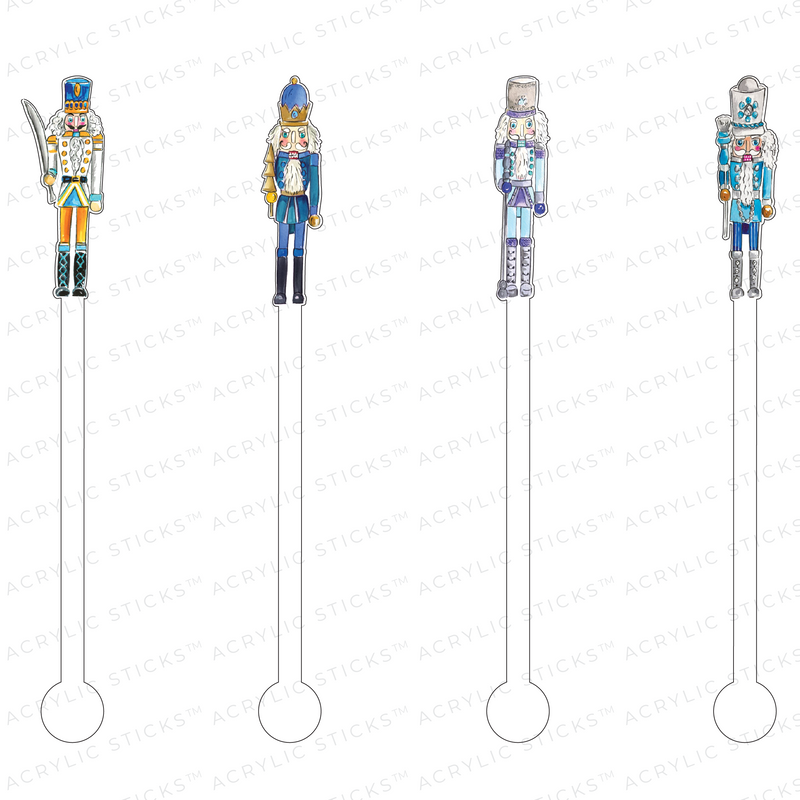 HOLIDAY BLUE NUTCRACKERS ACRYLIC STIR STICKS COMBO