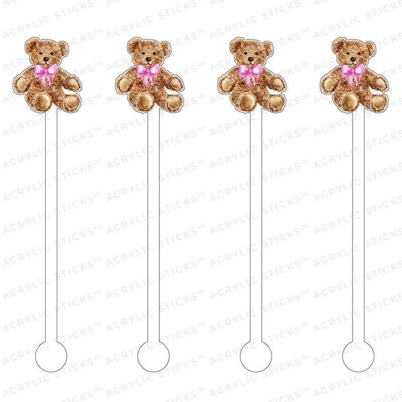 TOO CUTE TEDDY BEAR ACRYLIC STIR STICKS