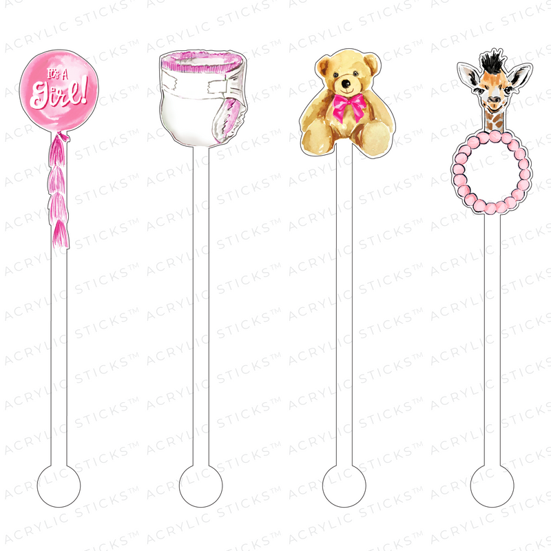 IT'S A GIRL ACRYLIC STIR STICKS COMBO