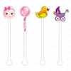 PAMPERED BABY GIRL ACRYLIC STIR STICKS COMBO (2 STYLE OPTIONS)