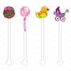 PAMPERED BABY GIRL ACRYLIC STIR STICKS COMBO (2 STYLE OPTIONS)