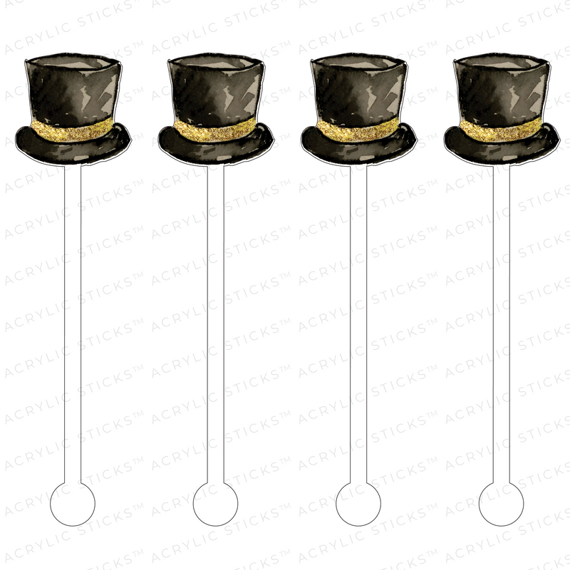 BLACK TOP HAT ACRYLIC STIR STICKS