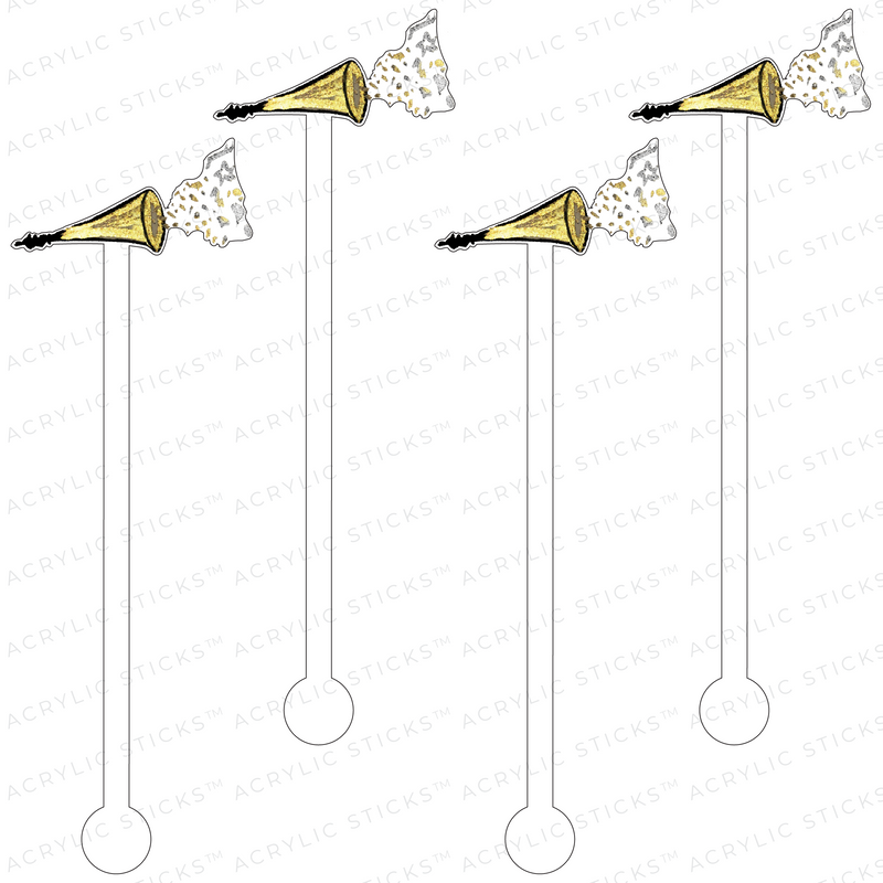 GOLD CONFETTI HORN ACRYLIC STIR STICKS