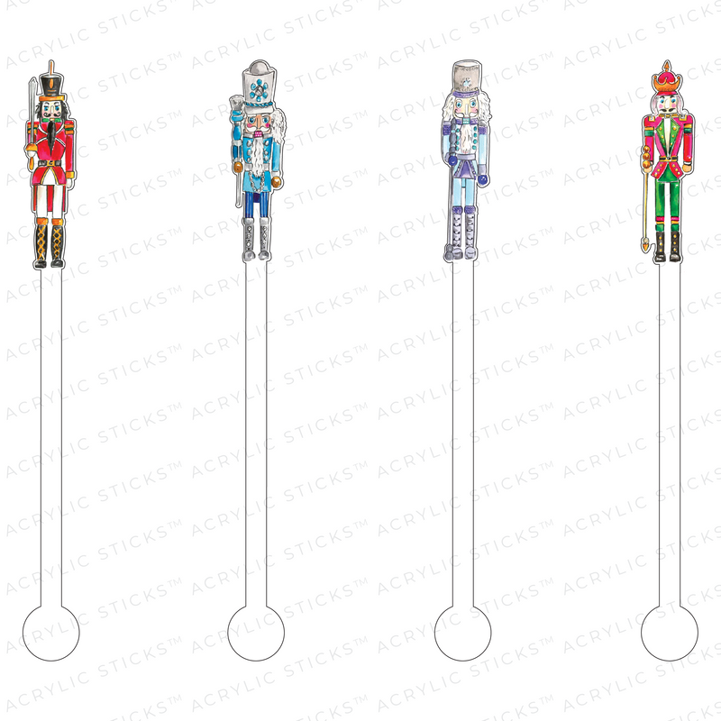 HAPPY HOLIDAY NUTCRACKERS ACRYLIC STIR STICKS COMBO