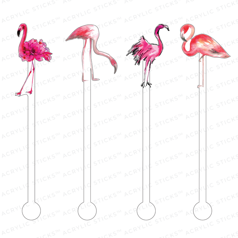 FLOCK OF FLAMINGOS ACRYLIC STIR STICKS COMBO