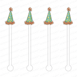 FESTIVE PARTY HATS ACRYLIC STIR STICKS (3 STYLE OPTIONS)