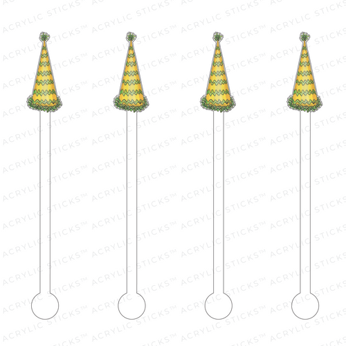 FESTIVE PARTY HATS ACRYLIC STIR STICKS (3 STYLE OPTIONS)