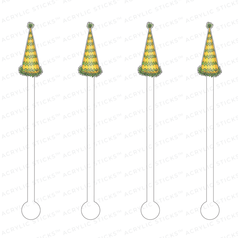 FESTIVE PARTY HATS ACRYLIC STIR STICKS (3 STYLE OPTIONS)