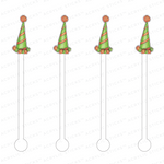 FESTIVE PARTY HATS ACRYLIC STIR STICKS (3 STYLE OPTIONS)