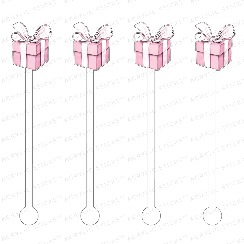 PINK GIFT BOX ACRYLIC STIR STICKS