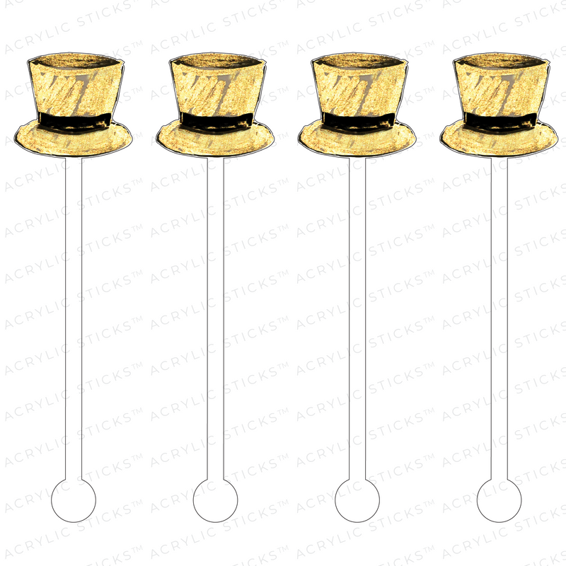 GOLD TOP HAT ACRYLIC STIR STICKS