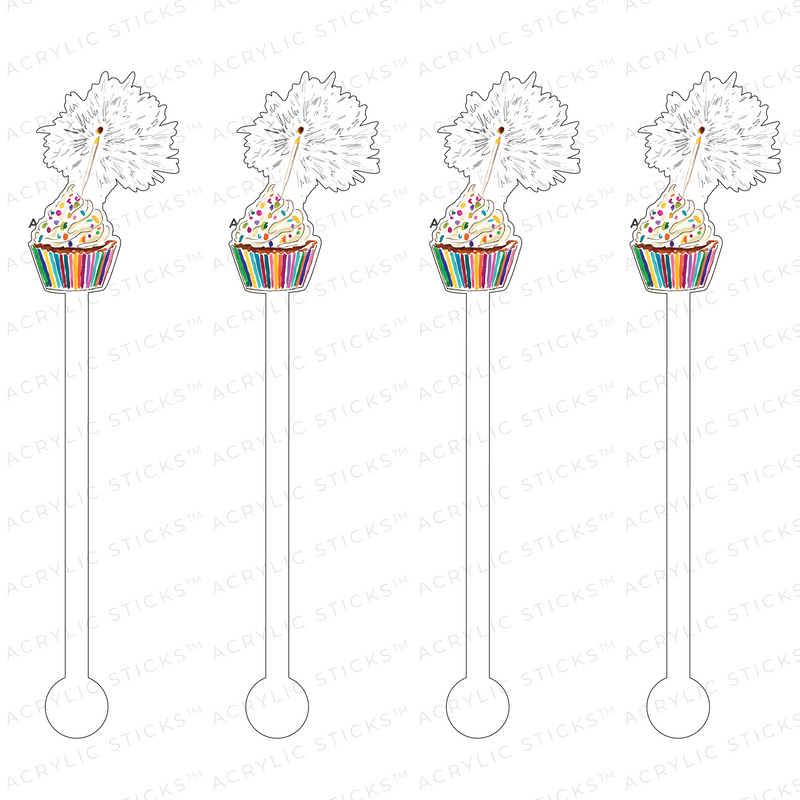 SPARKLER CUPCAKE ACRYLIC STIR STICKS