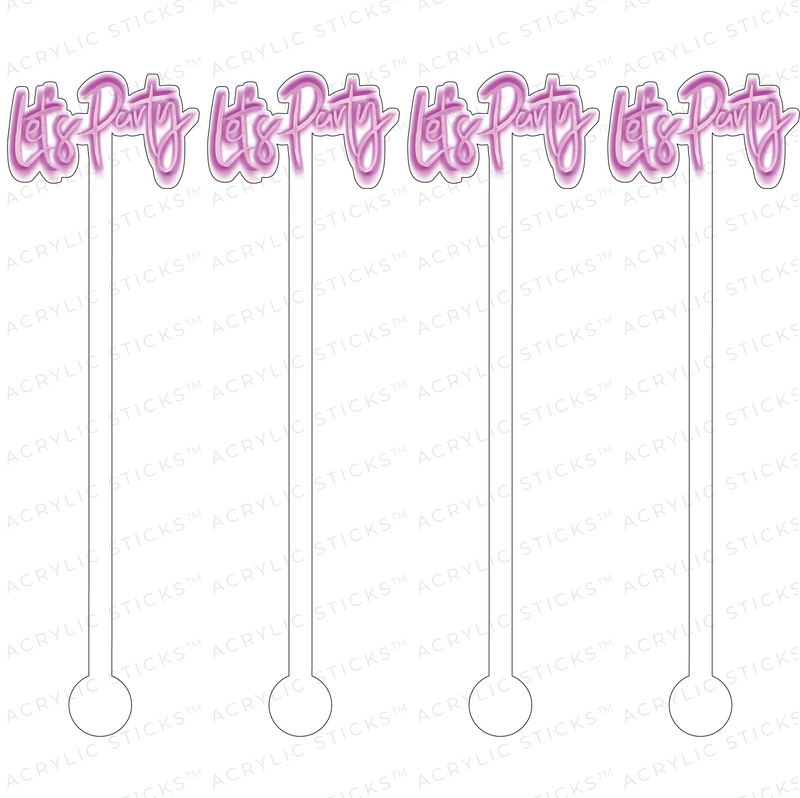 LET'S PARTY NEON TEXT ACRYLIC STIR STICKS