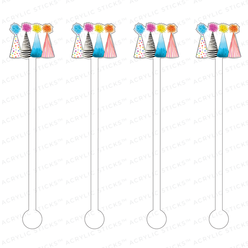 PARTY HATS ACRYLIC STIR STICKS