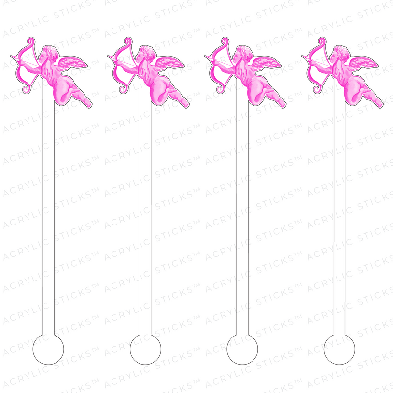 HOT PINK CUPID ACRYLIC STIR STICKS